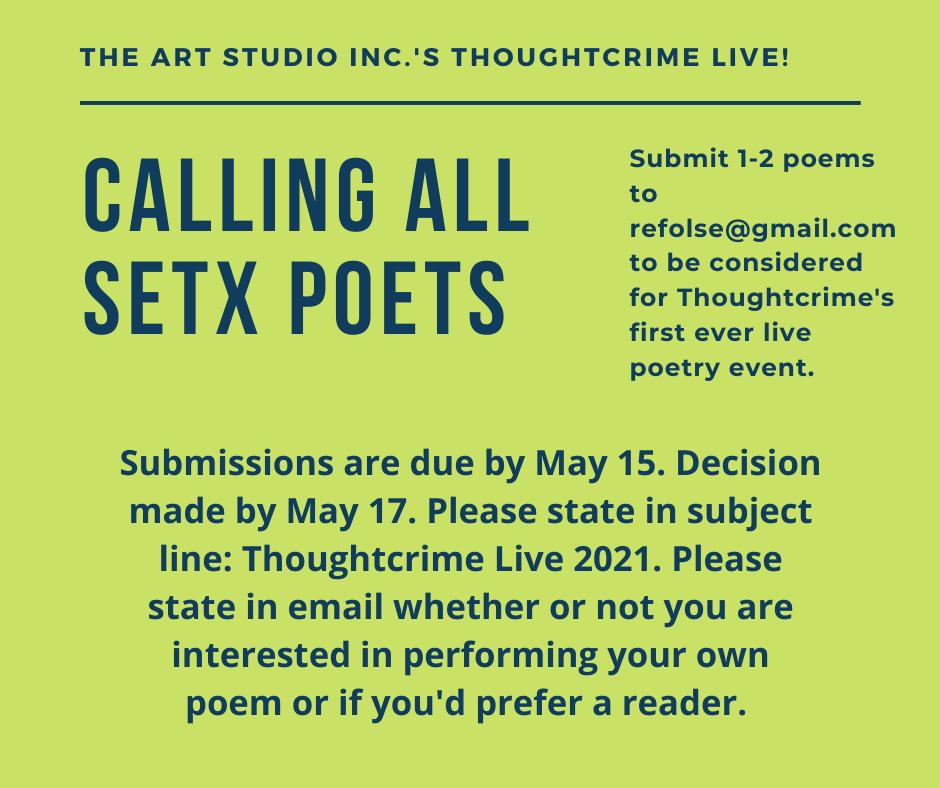 Insubject: com + to Calling all SETX Poets! – The Art Studio, Inc.